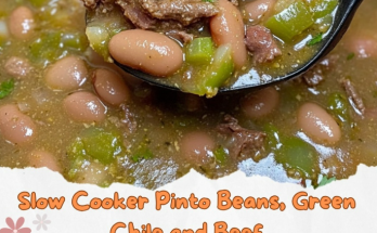 Pinto Beans, Green Chile and Beef soupWarm, hearty, and packed with bold flavors—this Slow Cooker Pinto Beans, Green Chile, and Beef is a true comfort meal! 