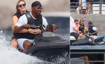 Jamie Foxx, 56, shows off his affection for his new lover as they relax on a luxury yacht and explore the ocean on a jet ski in Cannes