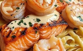 Salmon and Shrimp Alfredo 