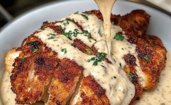 Parmesan Crusted Chicken with Creamy Garlic Sauce