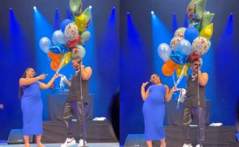 Ashanti brought out Father’s Day balloons to surprise Nelly during his show last night in Denver, Colorado: ‘I Love You My King, So Proud Of You’