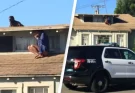 Terrifying moment woman climbs on roof to hide from intruder who was just a few feet behind her