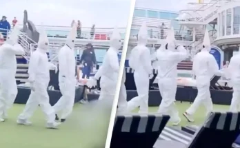 Cruise line issues apology and insists staff were dressed as 'upside-down snow cones' after likeness to KKK pointed out