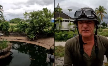Man explored abandoned zoo and is left shocked at what happens when he throws something into a pond