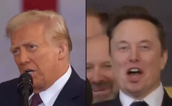 Elon Musk makes bizarre gesture to camera as Donald Trump makes Mars promise during inaugural address