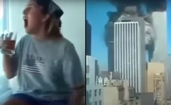 Shocking footage shows people's immediate reactions to 9/11 in homemade video filmed as attack happened