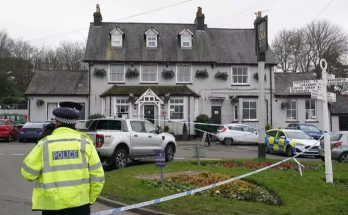 Woman shot dead at pub on Valentine's Day as police launch village manhunt