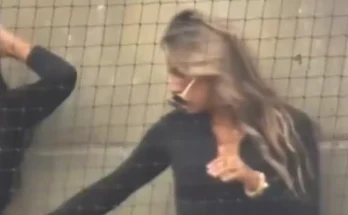 People left stunned after woman appears to take photo of her bum during baseball game on live TV